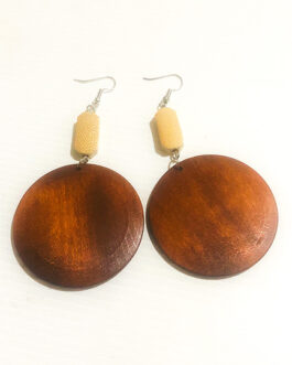 Flat Wooden Round Earrings