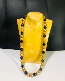 Gold  Black Wooden Beads Necklace
